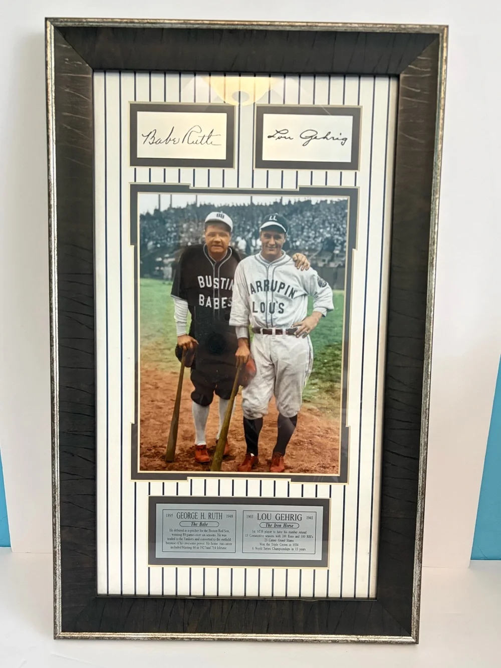 Framed 1927 Barnstorming Tour Babe Ruth and Lou Gehrig Photo